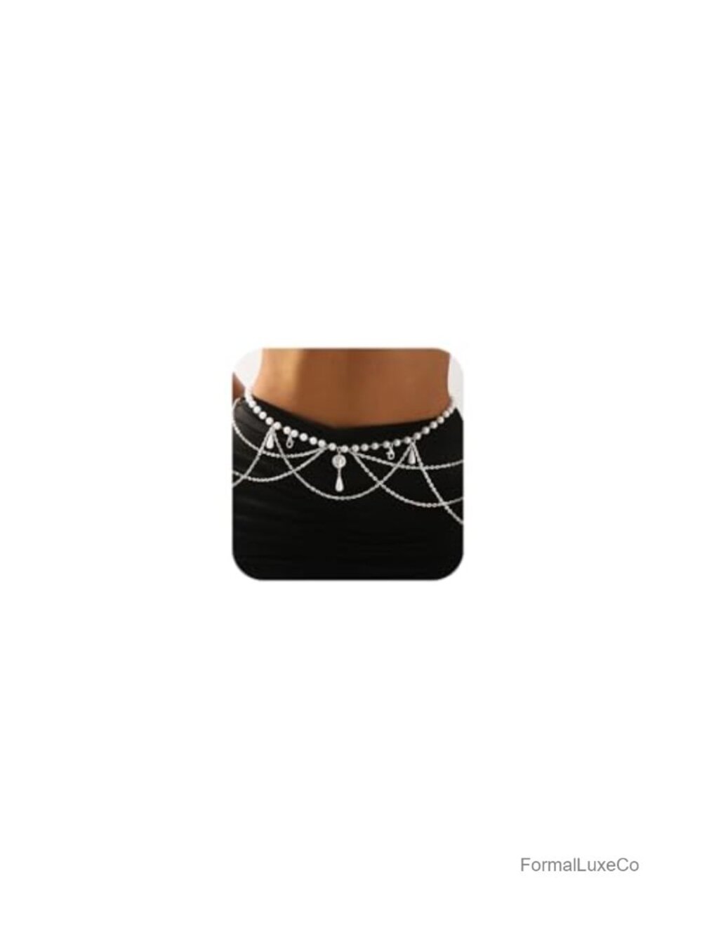 Silver Pearl Waist Chain Belt Women Fashion Plus Size Layered Chain Belts Body